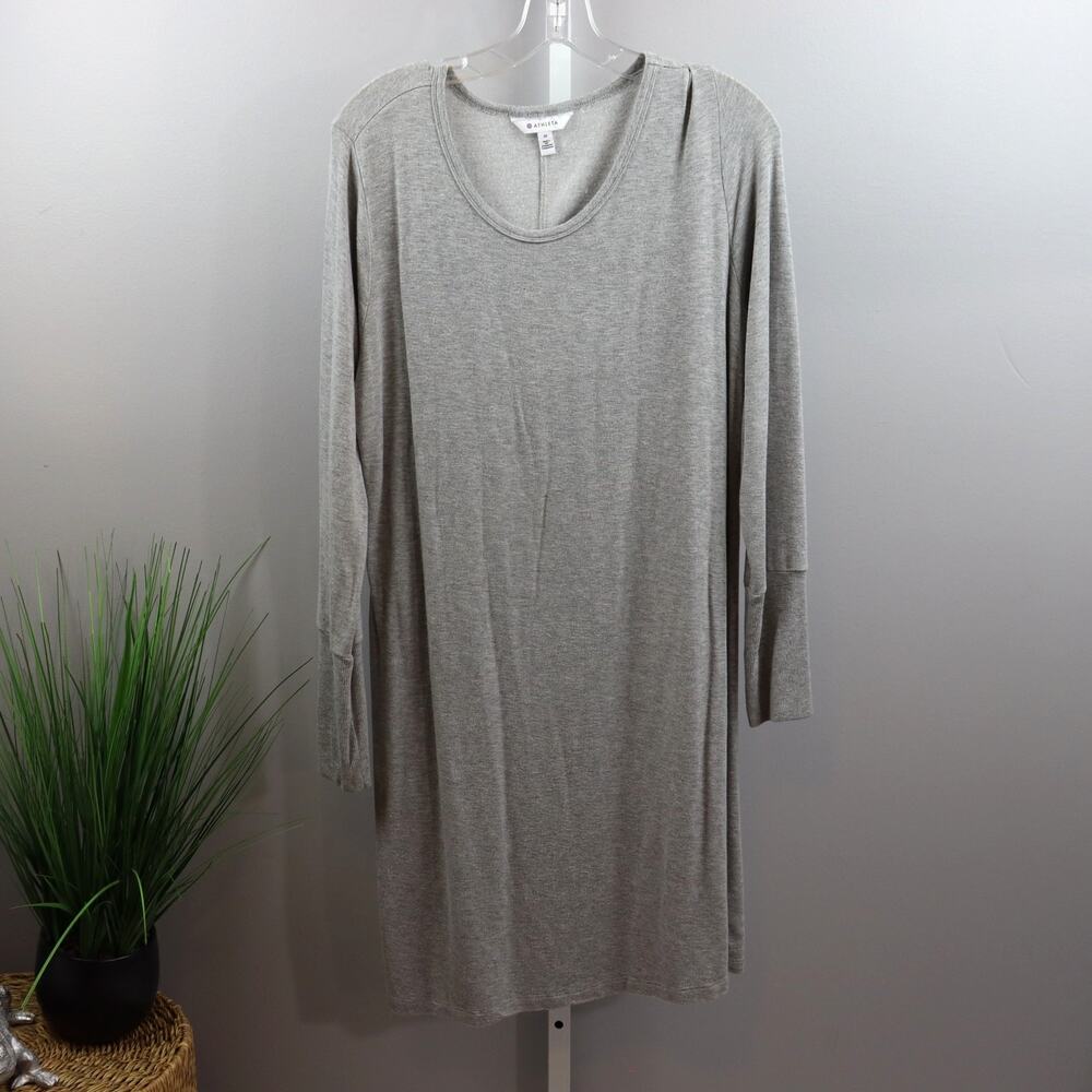 Athleta Gray Long‎ Sleeve Open Back Tunic Dress Size M